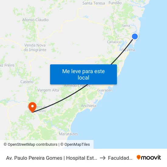 Av. Paulo Pereira Gomes | Hospital Estadual Jayme Santos Neves to Faculdade Multivix map