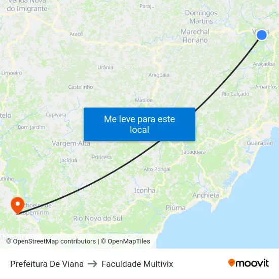 Prefeitura De Viana to Faculdade Multivix map