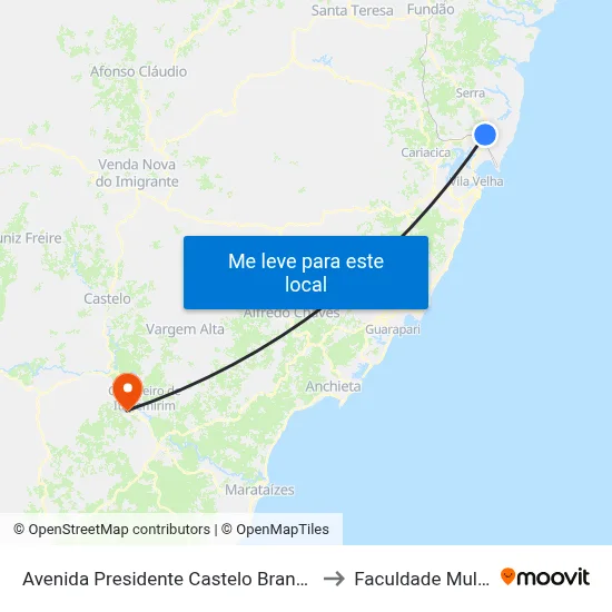 Avenida Presidente Castelo Branco, 443 to Faculdade Multivix map