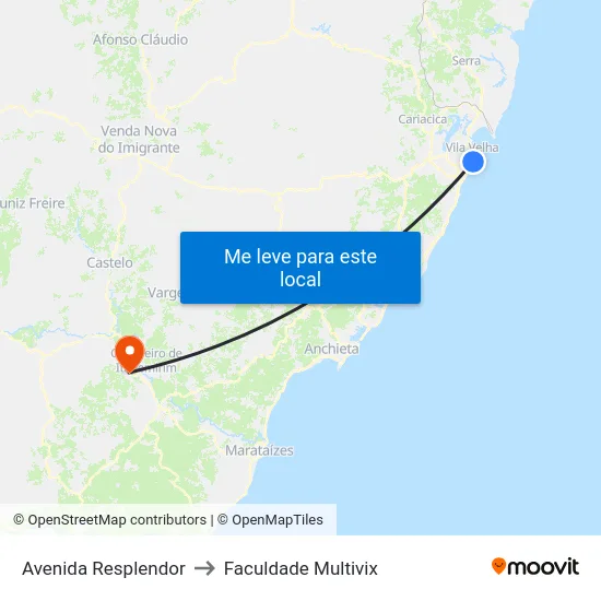 Avenida Resplendor to Faculdade Multivix map