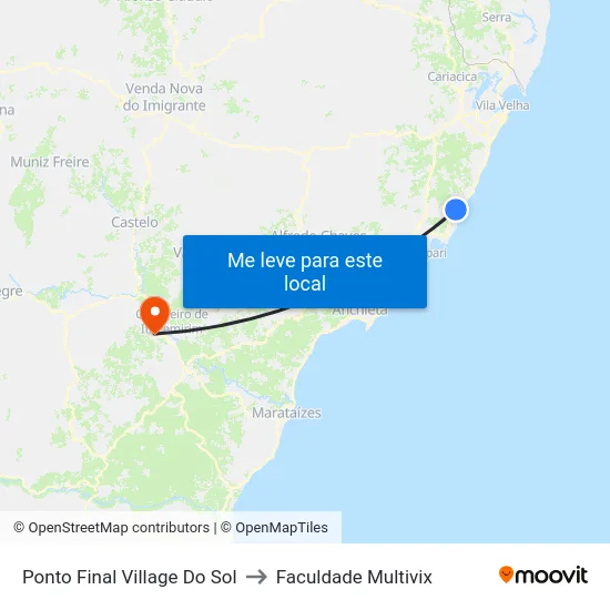 Ponto Final Village Do Sol to Faculdade Multivix map