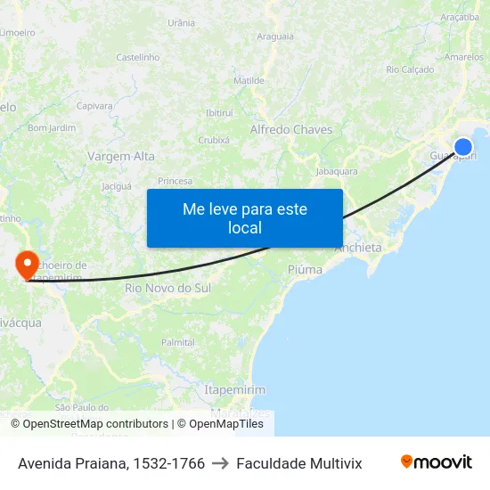 Avenida Praiana, 1532-1766 to Faculdade Multivix map