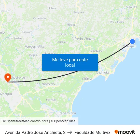 Avenida Padre José Anchieta, 2 to Faculdade Multivix map