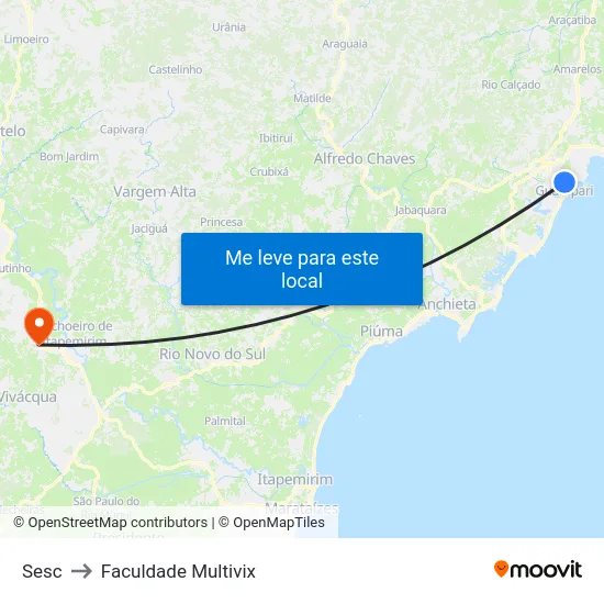 Sesc to Faculdade Multivix map