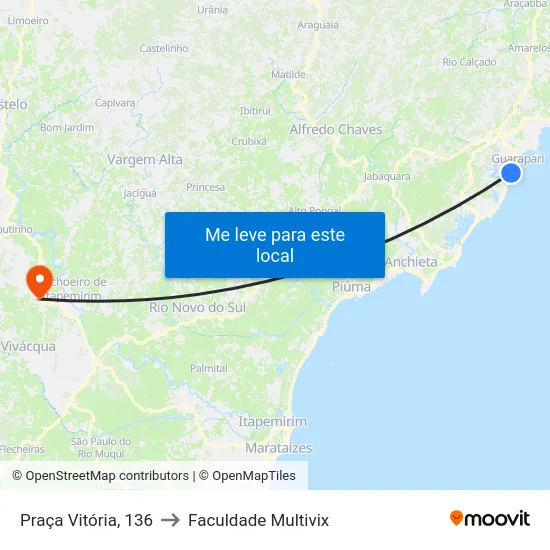Praça Vitória, 136 to Faculdade Multivix map