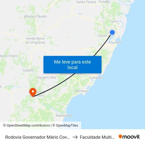Rodovia Governador Mário Covas to Faculdade Multivix map