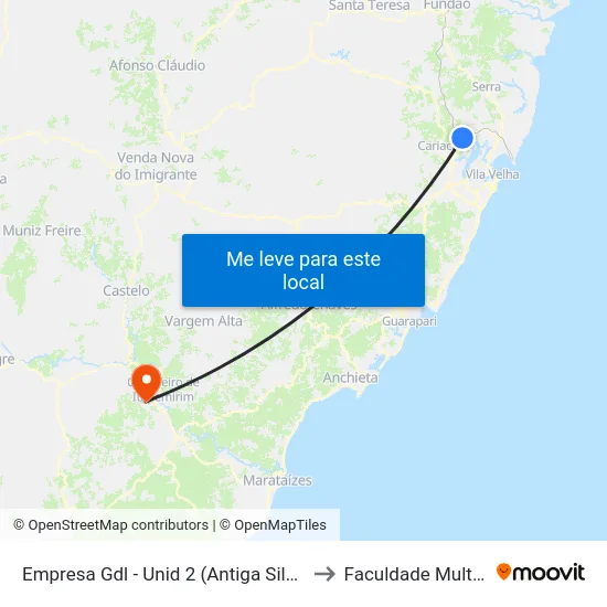 Empresa Gdl - Unid 2 (Antiga Silotec) to Faculdade Multivix map