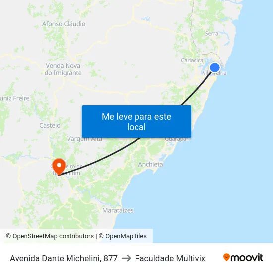 Avenida Dante Michelini, 877 to Faculdade Multivix map