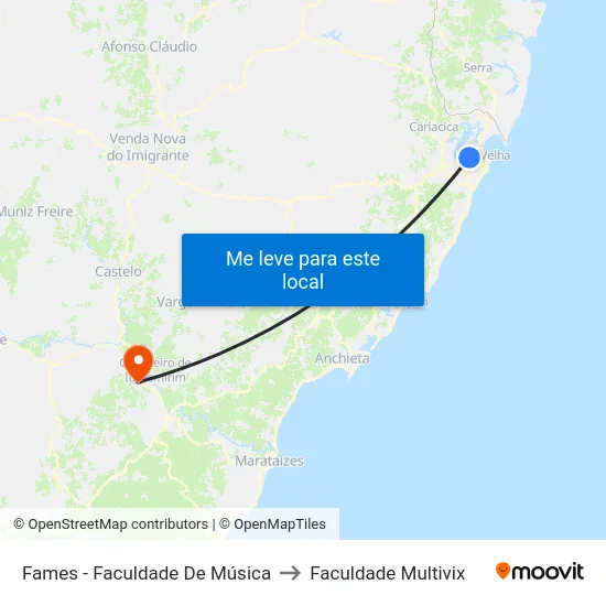 Fames - Faculdade De Música to Faculdade Multivix map