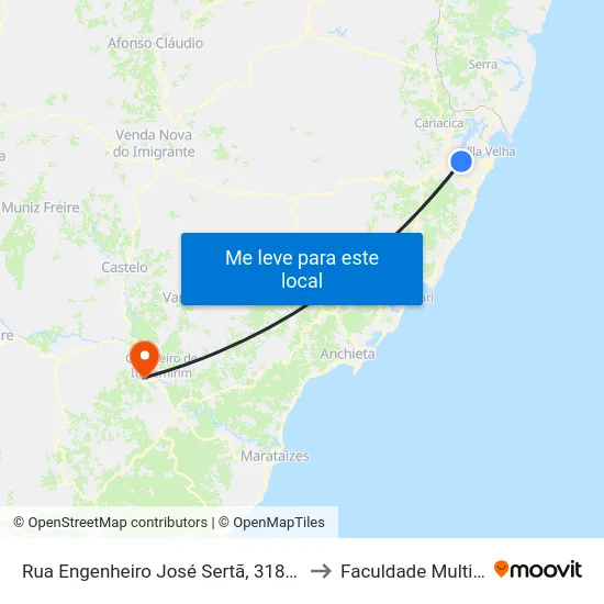 Rua Engenheiro José Sertã, 318-386 to Faculdade Multivix map