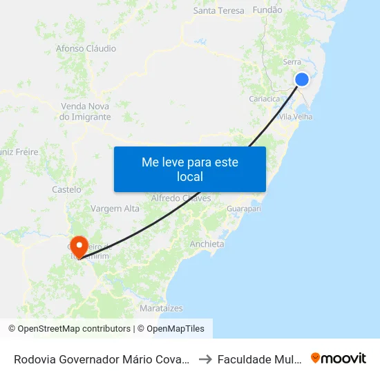 Rodovia Governador Mário Covas, 181 to Faculdade Multivix map