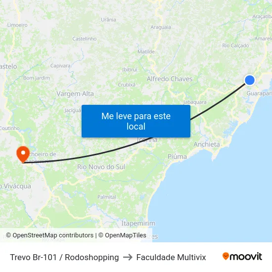 Trevo Br-101 / Rodoshopping to Faculdade Multivix map