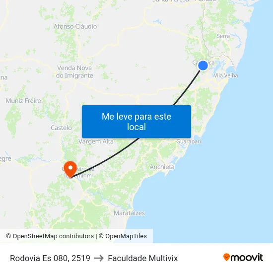 Rodovia Es 080, 2519 to Faculdade Multivix map