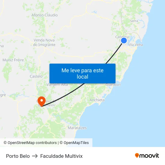 Porto Belo to Faculdade Multivix map