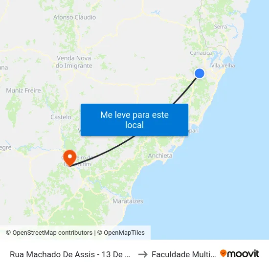 Rua Machado De Assis - 13 De Maio to Faculdade Multivix map