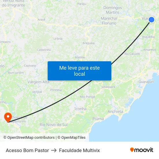 Acesso Bom Pastor to Faculdade Multivix map