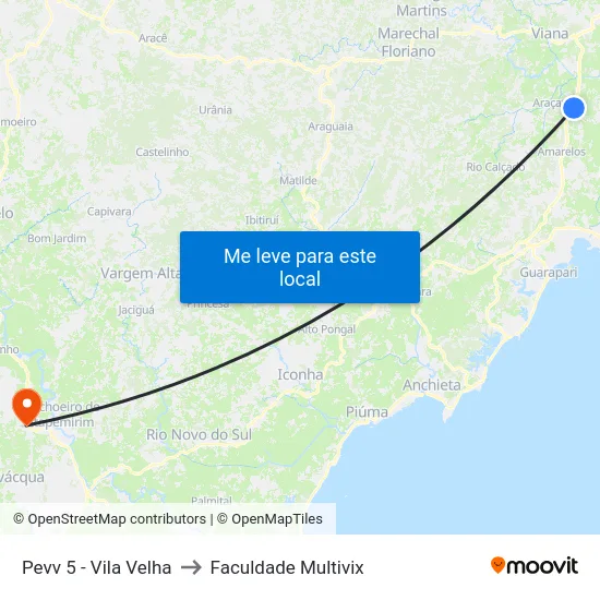 Pevv 5 - Vila Velha to Faculdade Multivix map