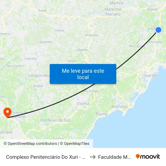 Complexo Penitenciário Do Xuri - Vila Velha to Faculdade Multivix map