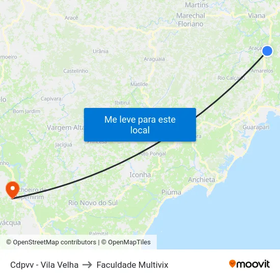 Cdpvv - Vila Velha to Faculdade Multivix map