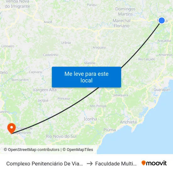 Complexo Penitenciário De Viana to Faculdade Multivix map