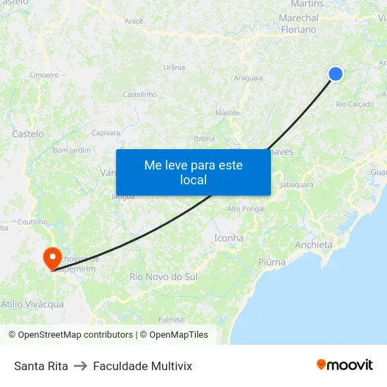 Santa Rita to Faculdade Multivix map