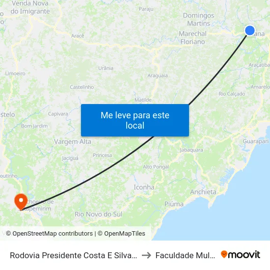 Rodovia Presidente Costa E Silva, 1486 to Faculdade Multivix map