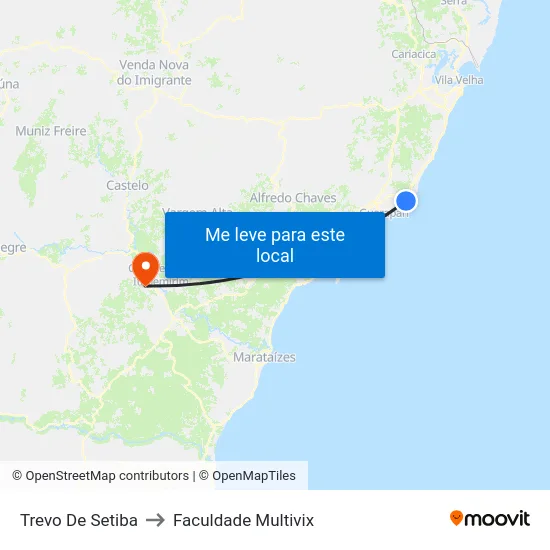 Trevo De Setiba to Faculdade Multivix map