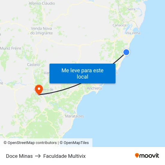 Doce Minas to Faculdade Multivix map