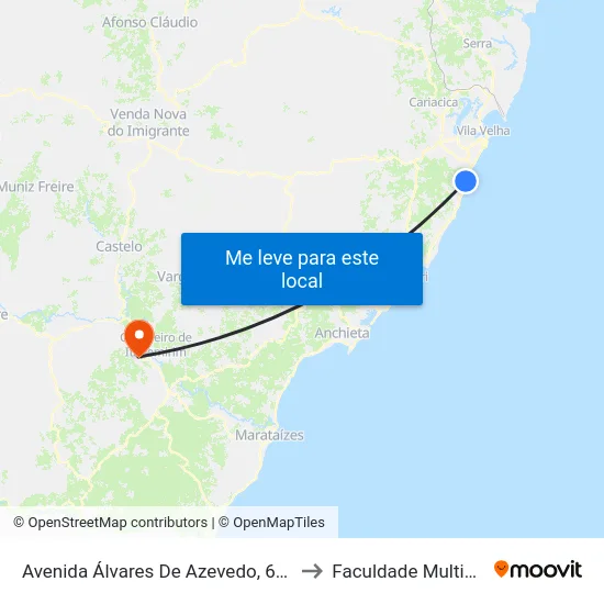 Avenida Álvares De Azevedo, 684 to Faculdade Multivix map