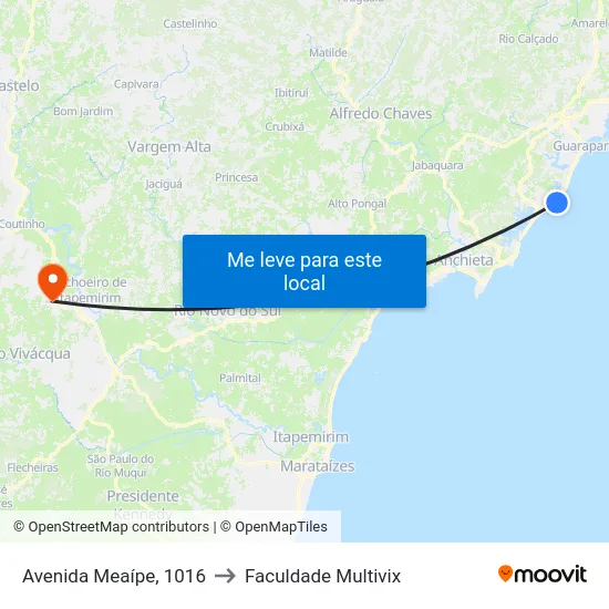 Avenida Meaípe, 1016 to Faculdade Multivix map