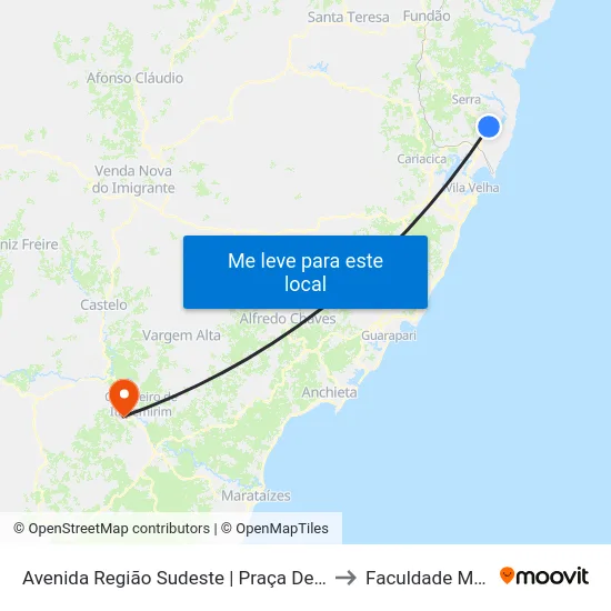 Avenida Região Sudeste | Praça De Barcelona to Faculdade Multivix map
