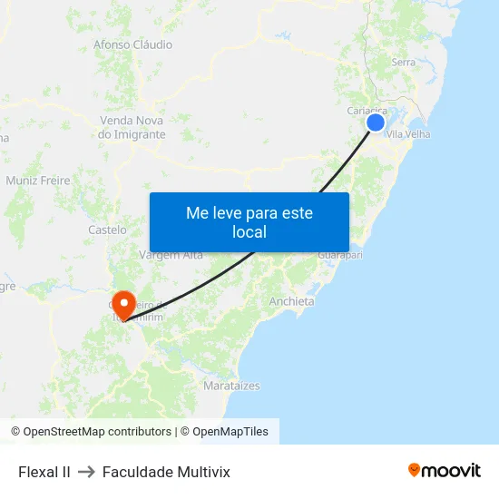 Flexal II to Faculdade Multivix map
