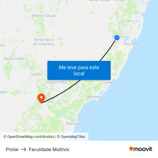 Prolar to Faculdade Multivix map