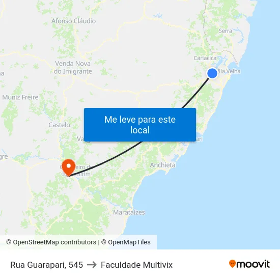 Rua Guarapari, 545 to Faculdade Multivix map