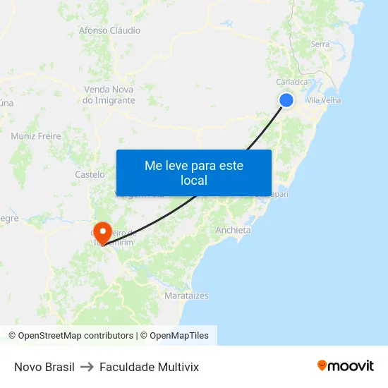 Novo Brasil to Faculdade Multivix map