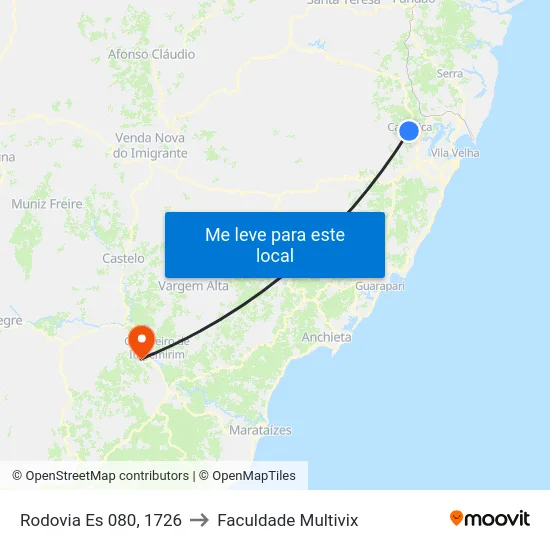 Rodovia Es 080, 1726 to Faculdade Multivix map