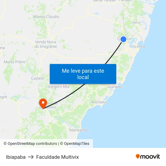 Ibiapaba to Faculdade Multivix map