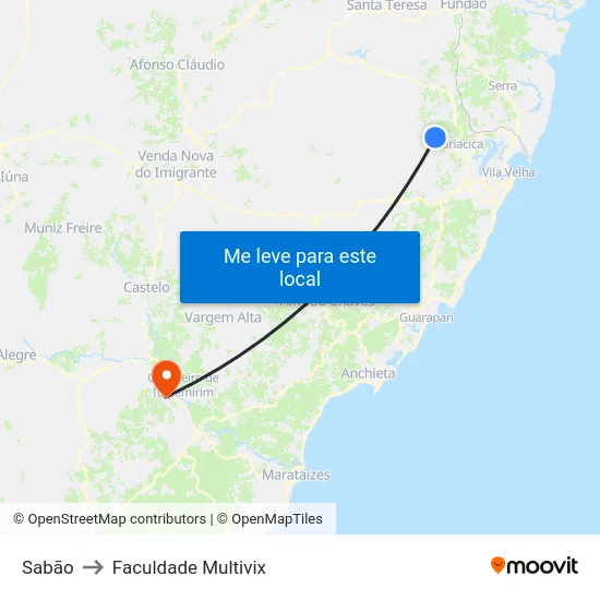 Sabão to Faculdade Multivix map