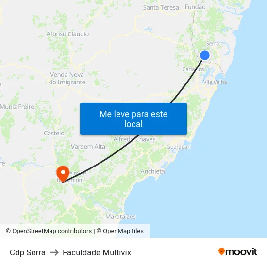 Cdp Serra to Faculdade Multivix map