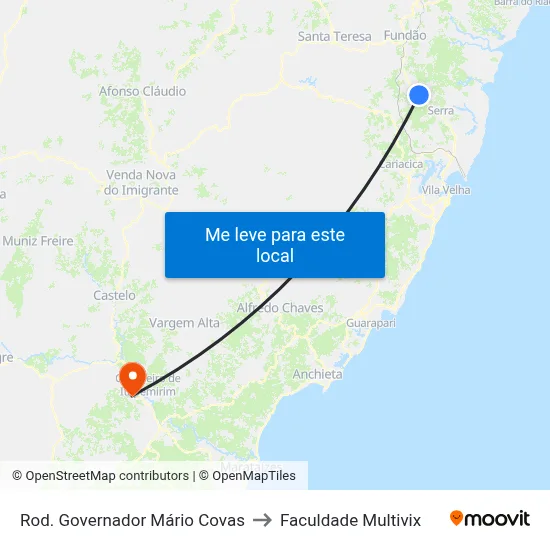 Rod. Governador Mário Covas to Faculdade Multivix map