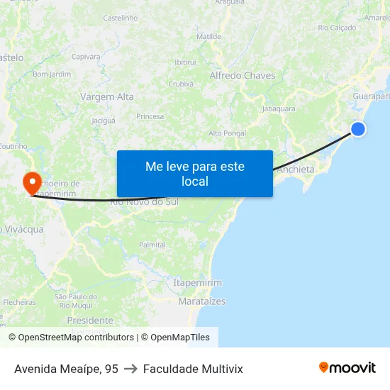 Avenida Meaípe, 95 to Faculdade Multivix map