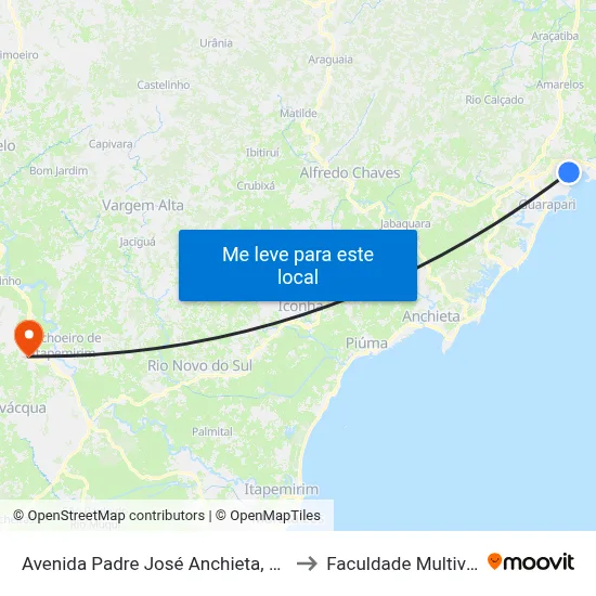 Avenida Padre José Anchieta, 31 to Faculdade Multivix map