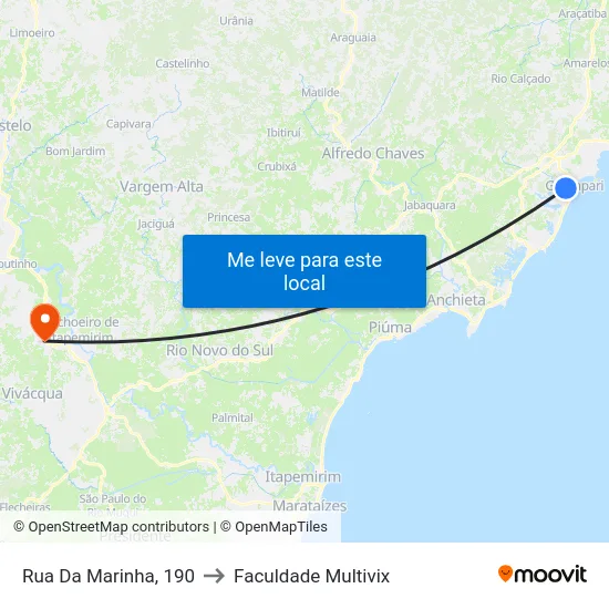 Rua Da Marinha, 190 to Faculdade Multivix map