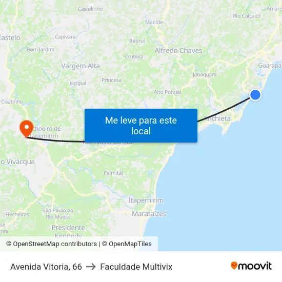 Avenida Vitoria, 66 to Faculdade Multivix map