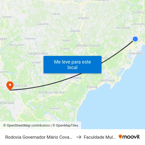 Rodovia Governador Mário Covas, 1610 to Faculdade Multivix map