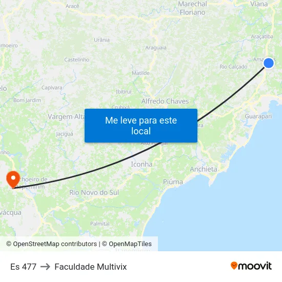 Es 477 to Faculdade Multivix map