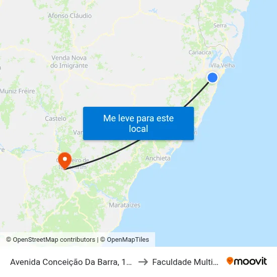 Avenida Conceição Da Barra, 161 to Faculdade Multivix map