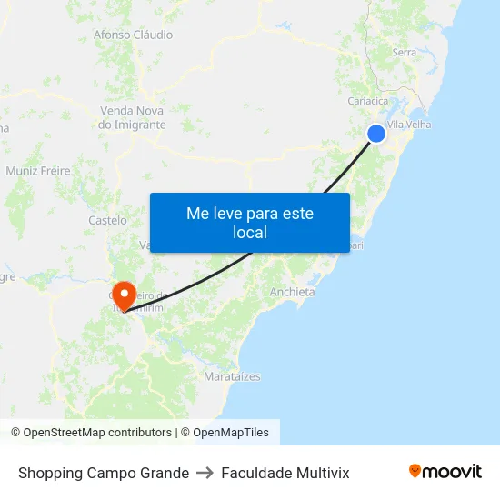 Shopping Campo Grande to Faculdade Multivix map