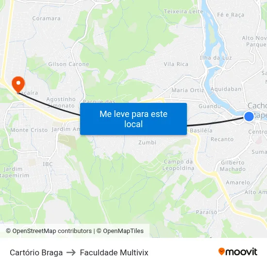 Cartório Braga to Faculdade Multivix map