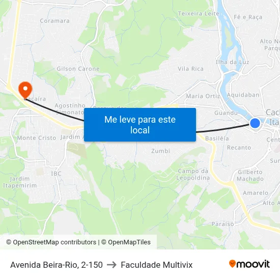 Avenida Beira-Rio, 2-150 to Faculdade Multivix map